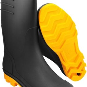 Vonder, Bota De Pvc Preta Com Solado Amarelo, 37, Cano Médio, Com Forro.