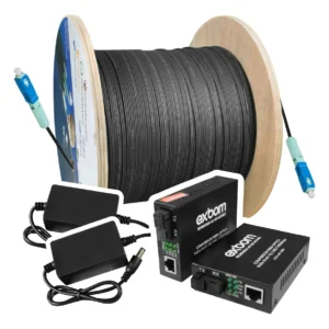 Kit 500 Metros De Cabo Óptico 1via + Conversor De Fibra Rj45